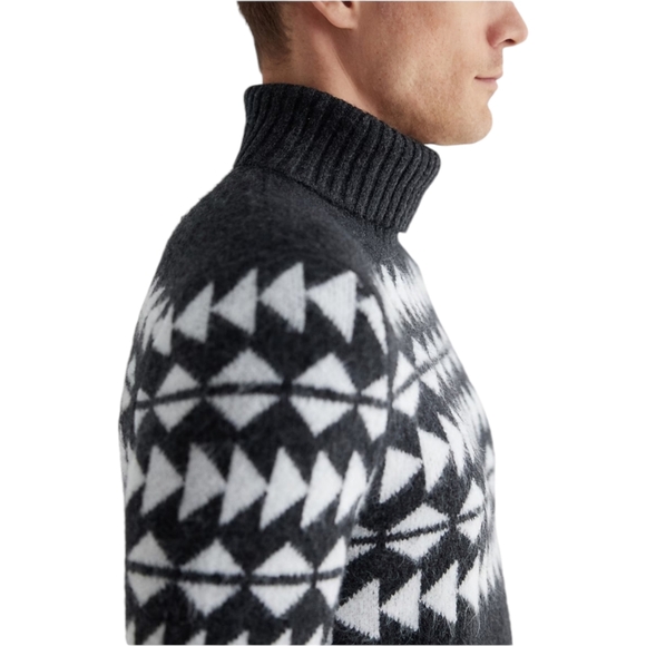 Express Mens Textured Fair Isle Turtleneck Sweater Charcoal Gray Size Large - Picture 5 of 6